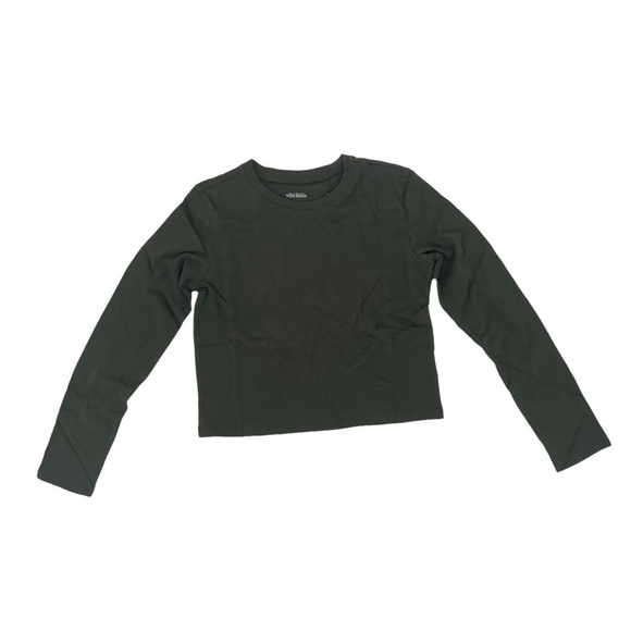 NWT Wild Fable Green Long Sleeve Cropped Boxy Shirt Size Small Women's - Picture 1 of 8